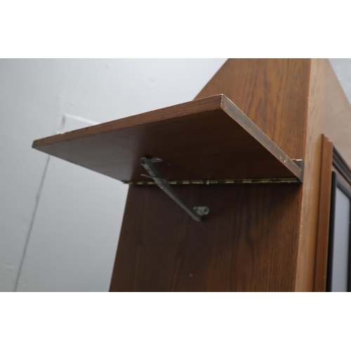 612 - Quality Hand made Solid Oak Podium with Dropleaf Utility Shelf approx 47