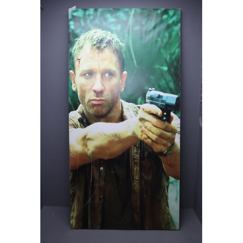 649 - LARGE 8x 4ft James Bond 007 Film Advertising Poster Featuring Daniel Craig on wooden frame