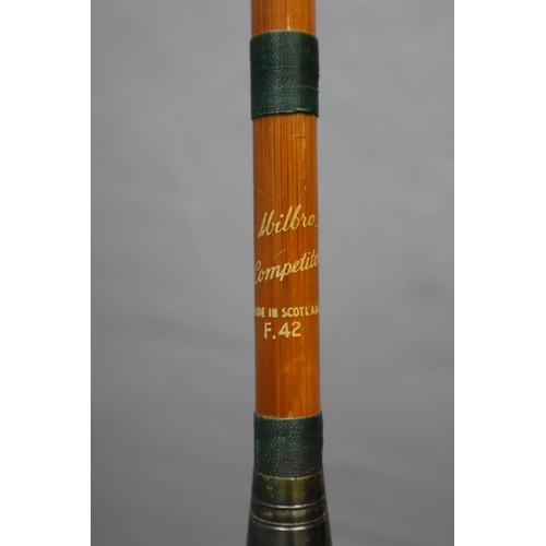 655 - Milbro Competitor Scottish Made 3 Piece Bamboo Fishing Rod with Cork Handle and Fabric Case