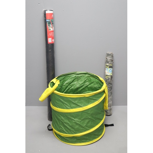 683 - Selection Including Weed Control Fibre Roll, Galvanised Netting and Pop-Up Garden Tidy Bag