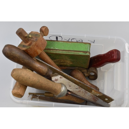 715 - Mixed Lot of Vintage Woodworking Tools to include Scriber, Pliers, Scraper, File Hole Punches, Jiggl... 