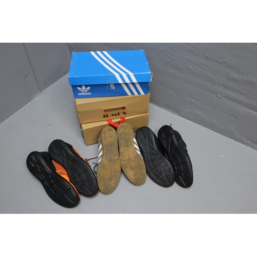 728 - Three Pairs of Trainers in Boxes (Includes 2 New Pairs). Addidas 350 Size 7.5 and Two New Pairs Jume... 