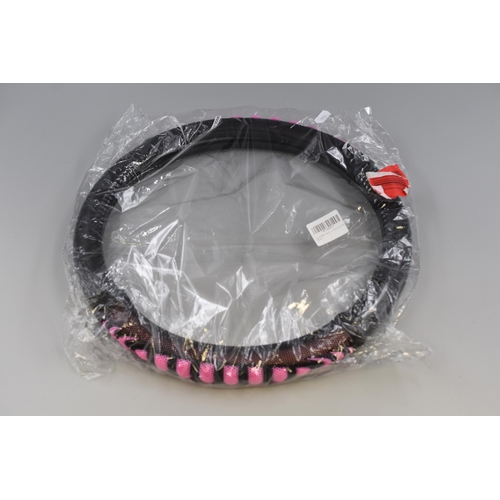 744 - New Pink Coloured Steering Wheel Cover