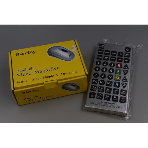 763 - A Bierley Handheld Video Magnifier, With a Lloytron Jumbo Universal Remote