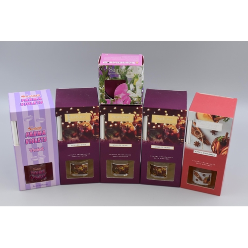 777 - New Mulled Wine, Parma Violet and Apple Cinnamon Reed Diffusers and a Starlytes Candle