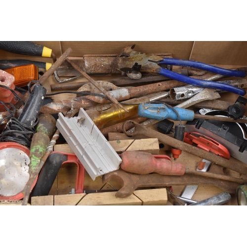 794 - Mixed selection of tools to include screw drivers, spanners,fencing plyers,mitre blocks ,hard hat an... 