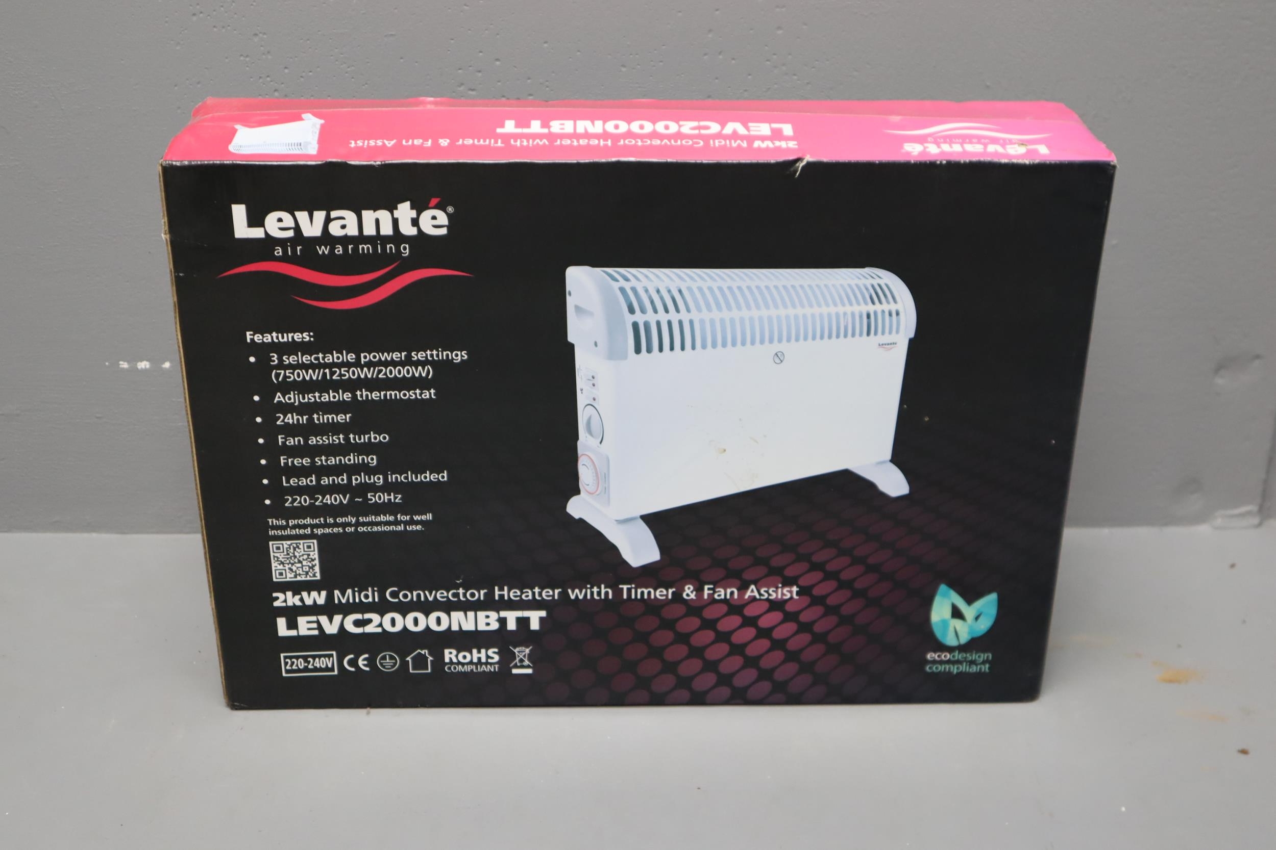 Levante 2kw Midi Convector Heater In Box Unopened Untested 4918