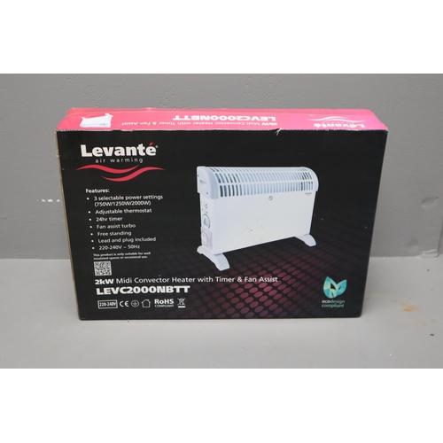 800 - Levante 2KW Midi Convector Heater in Box, unopened, untested