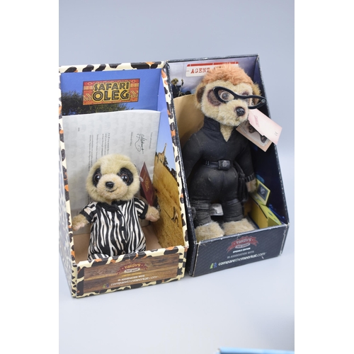 803 - Six Meercat Teddies includes Baby Oleg's Pet Grub