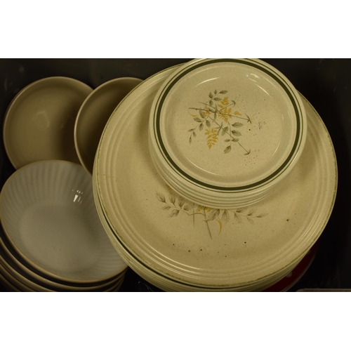 864 - Two Boxes of Ceramics, includes Royal Doulton. Dinner Plates, Bowls and Saucers