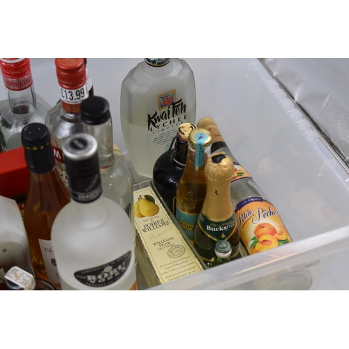 857 - Large Selection of Mixed Opened Bottles including Smirnoff, After Shock, Boru Vodka, Pernod and More