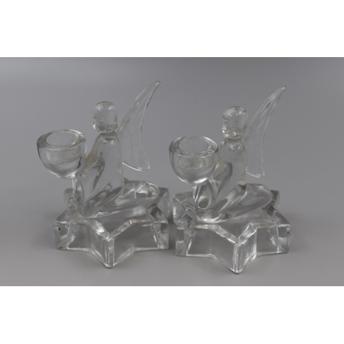 322 - Vintage Pair of Glass Angel Candle Holders 5