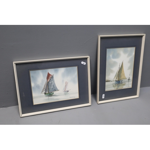 332 - Two Framed and Glazed Original Nautical Watercolours By Tony Warren. Approx 11