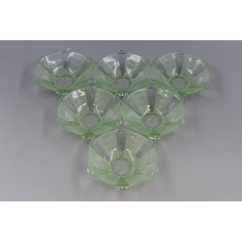 333 - Six Art Deco Green Small Glass Bowls