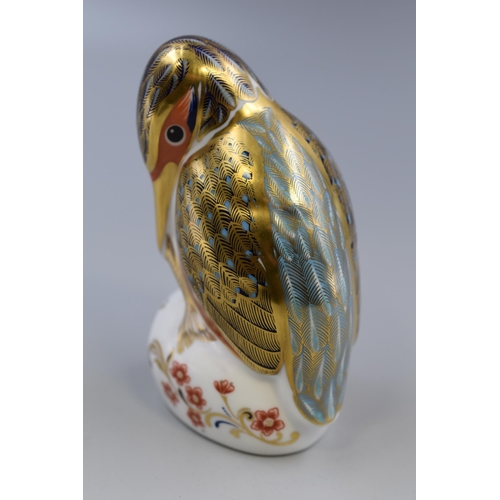 301 - Royal Crown Derby King Fisher Figure with Gold Stopper (4.5