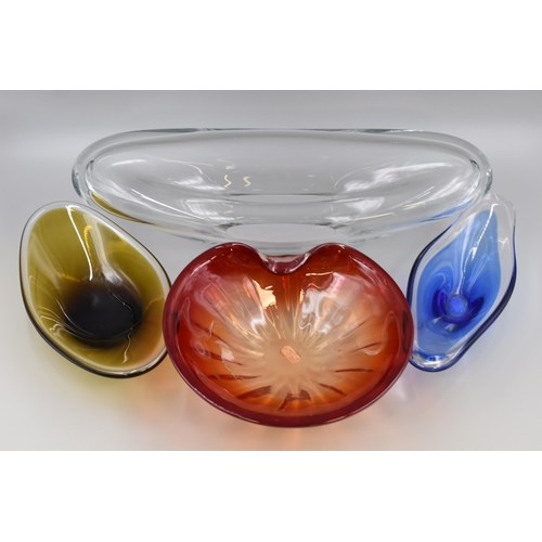 318 - Four Studio Art Glass Dishes (Largest 19