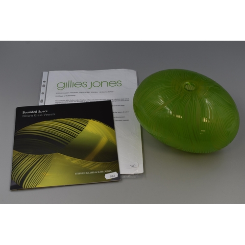 319 - Rare 2009 Stephen Gillies & Kate Jones Bounded Space Green Blown Glass Vase. Hand Blown in Picke... 