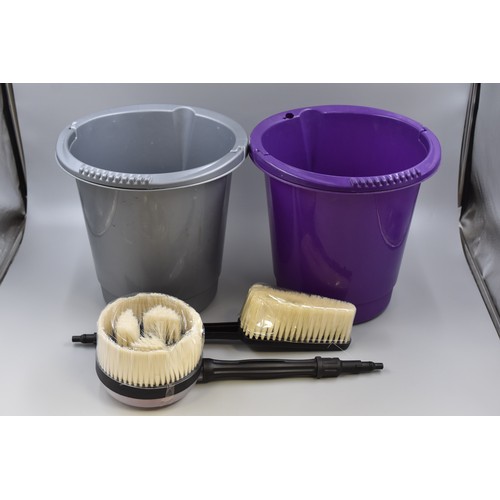 708 - Two Plastic Buckets with Two Car Cleaning Jetwash Attachments