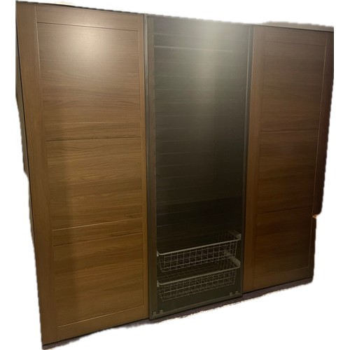 565A - Large 3 sectional adjustable Wardrobe with 3 Sliding Doors, 3 Clothes Rails, 6 Baskets, and 6 Shelve... 