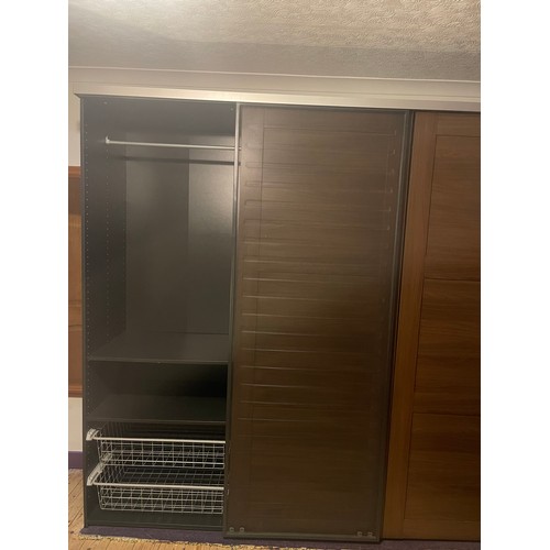 565A - Large 3 sectional adjustable Wardrobe with 3 Sliding Doors, 3 Clothes Rails, 6 Baskets, and 6 Shelve... 