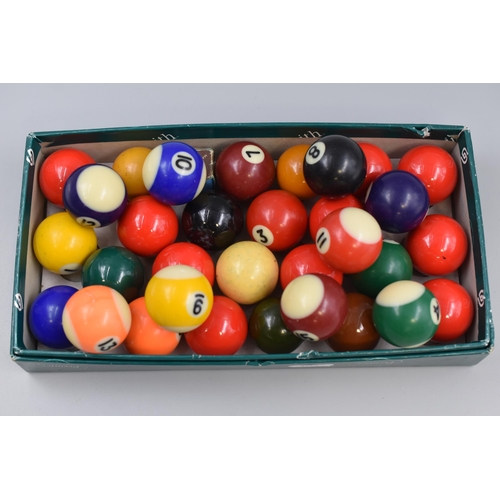 355 - A Set of Half Size American Pool Balls, With A Selection of Half Size Snooker Balls (Incomplete)