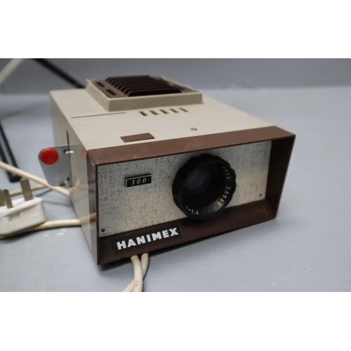 449 - Two Slide Projectors With Projector Screen, Includes Hanimex HX 300, And Gnome Supreme 300. Both Pow... 