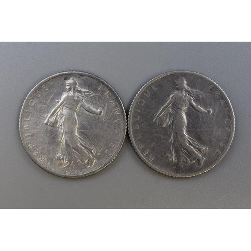 81 - Two Silver French Francs (1915 & 1916)