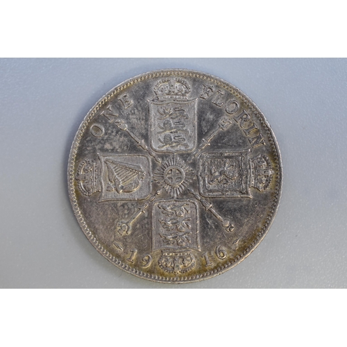 89 - George V 1916 Silver Florin