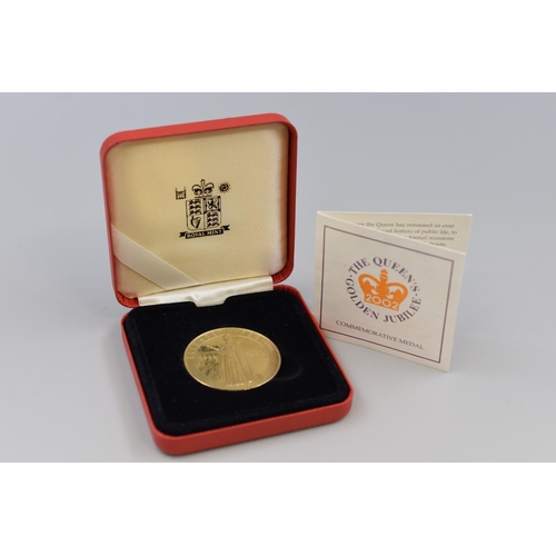 111 - Royal Mint Elizabeth II Golden Jubilee Medal Complete with Case and Certificate