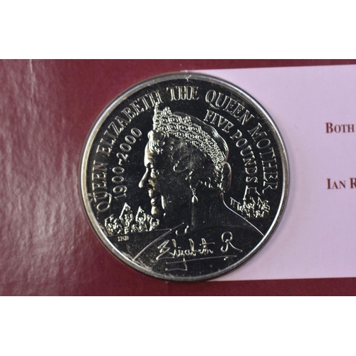 112 - Royal Mint Elizabeth II Queen Mother £5 Coin Complete with Case