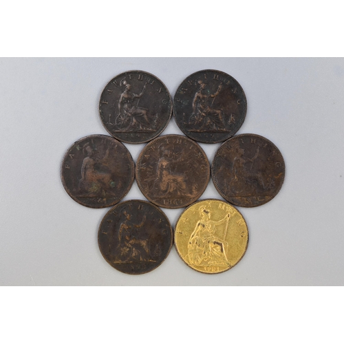 151 - Seven Victoria Farthing Coins 1860, 1864, 1875, 1891, 1892, 1893 and 1901