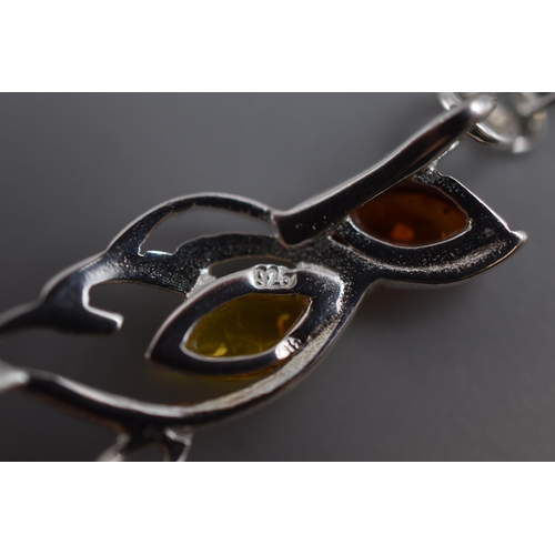 19 - Amber Stoned Silver 925 Bracelet