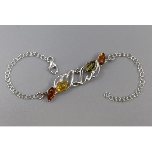 19 - Amber Stoned Silver 925 Bracelet