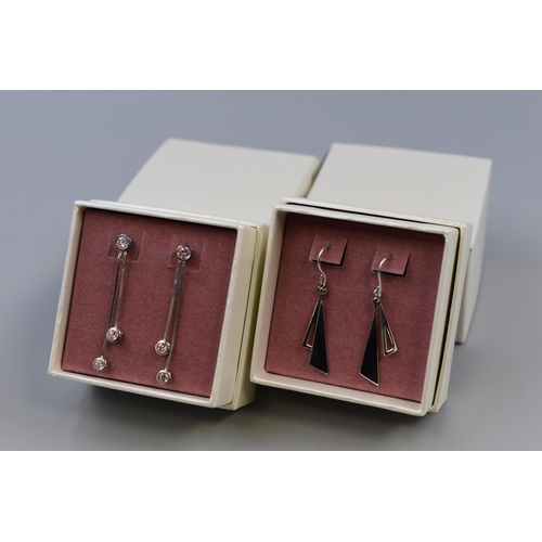 27 - Two Pairs of Silver 925 Oasis Pink Stoned Drop Earrings. Complete in Packaging