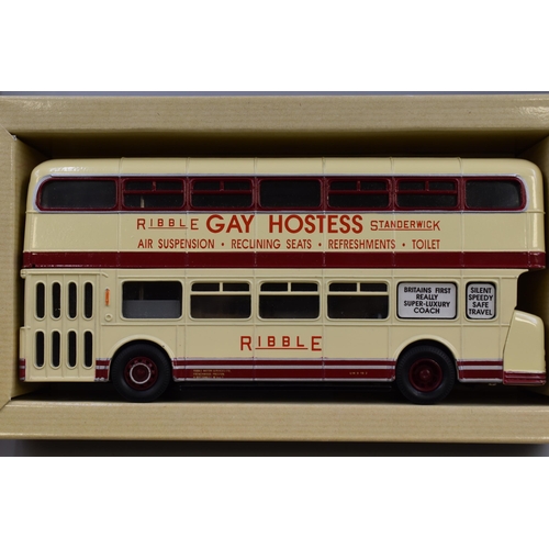 164 - Three Boxed Corgi Diecast Bus Models. Includes Leyland Atlantean Ribble 'Gay Hostess', Burlingham Se... 