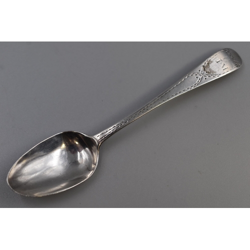 36 - A Hallmarked George III Richard Crossley Teaspoon Monogrammed I.M, Circa 1790