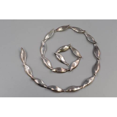 50 - Hallmarked Silver Necklace with Leaf Design (19”)