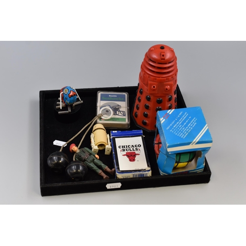 72 - A Selection of Retro Collectable Items To Include Chicago Bulls Playing Cards, Dalek (AF), Magic Bal... 