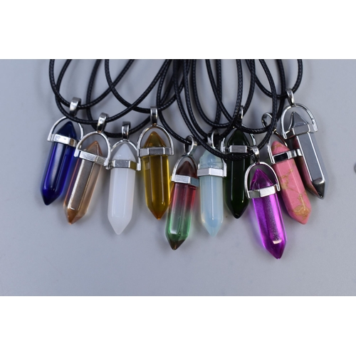 73 - A Set of Ten Chakra Stone Pendant Necklaces