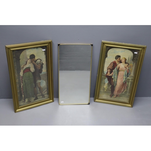 291 - A Pair of Framed and Glazed Sydney Kendrick Classical Romantic Prints, With a Rectangular Wall Mirro... 