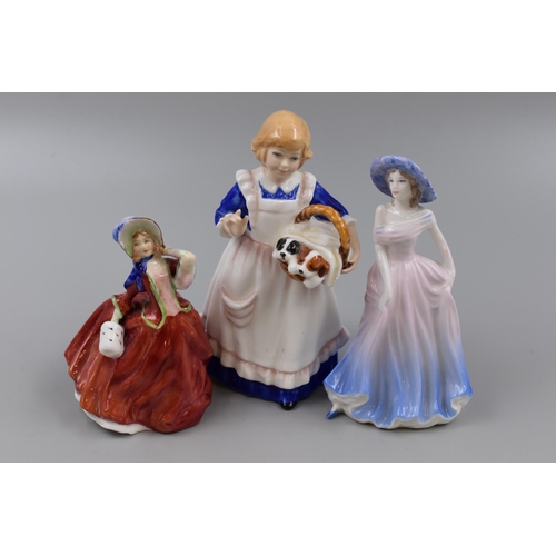 166 - Two Royal Doulton and One Coalport Fine Bone China Figures inclduing Autumn Breezes