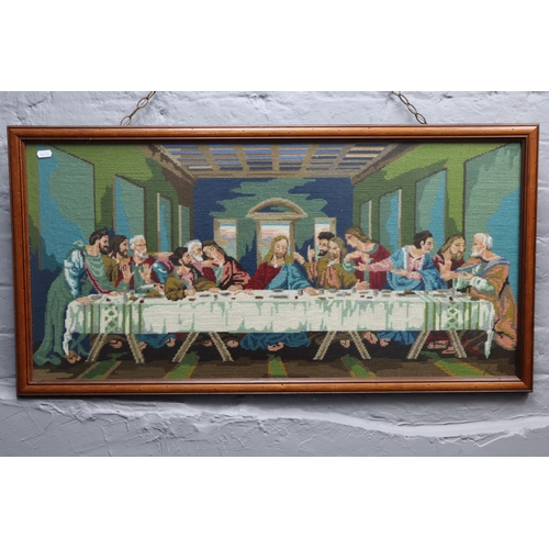 298 - A Large Framed and Glazed 'The Last Supper' Embroidered Artpiece, Approx 19.5