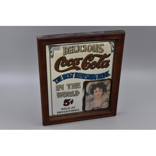 300 - A Wood Framed Vintage Coca-Cola Advertising Mirror, Approx 11.5