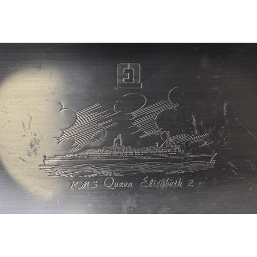 178 - Official RMS Queen Elizabeth 2 Souvenir Tray Cunard Line QE2 approx 9