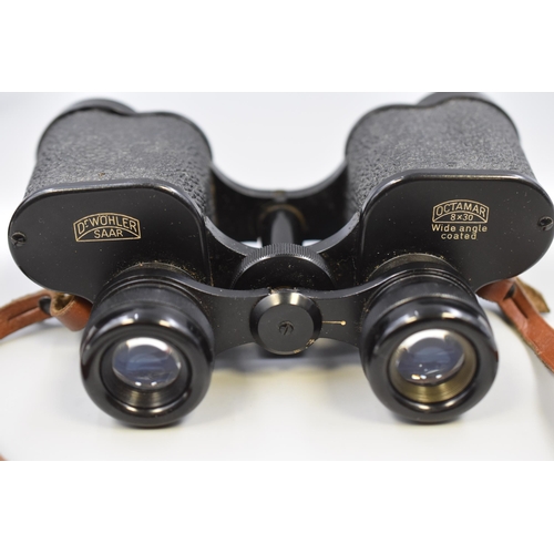 185 - Vintage Dr Wohler-saar 50's 8x30 Binoculars with Case