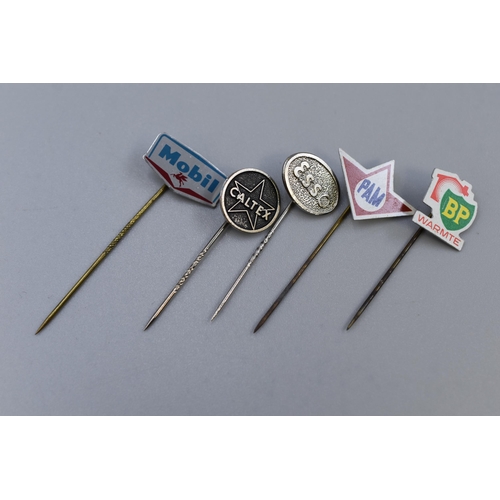 187 - Five Retro Oil/Petrol Advertising Pins