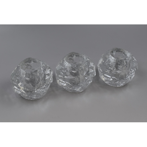 190 - Set of Three Boda Snowball Tea Light Holders. Designed by Ann Warff in 1973