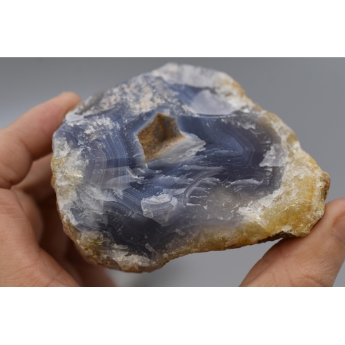 193 - Two Medium Sized Natural Crystals, includes Blue Lace Agate (for thoughts) and a Quartz Cluster (App... 