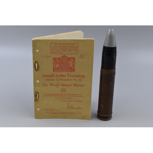 199 - WWII 29mm Spigot Mortar Complete with Small Arms Training Pamphlet