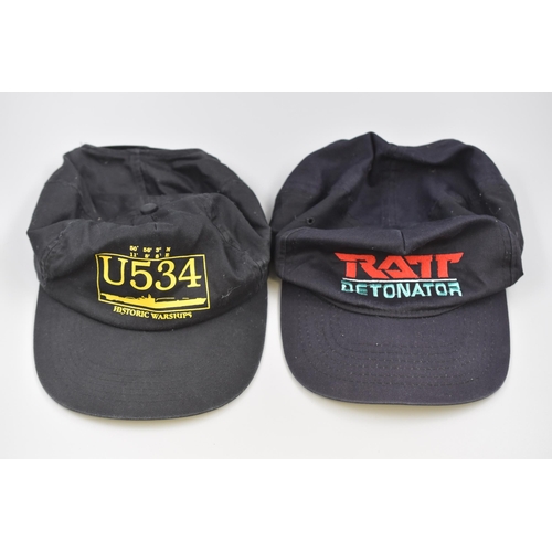 202 - Pair of Baseball Caps One Depicting ' Ratt-Detonator ( Rock Band) and U534 Historic Warships ( Germa... 